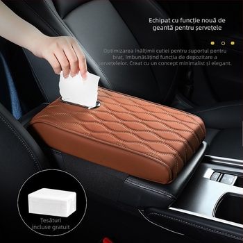 Pad de cotieră auto din piele cu suport pentru șervețele – universal, personalizare la cerere, etichetă privată licențiată