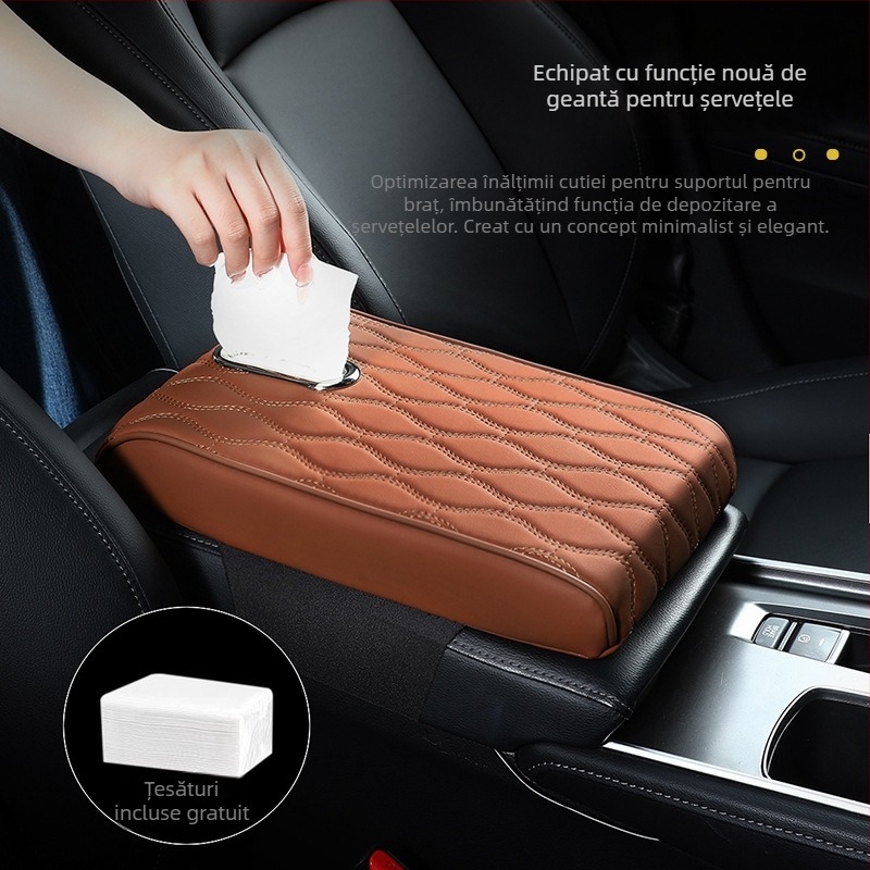 Pad de cotieră auto din piele cu suport pentru șervețele – universal, personalizare la cerere, etichetă privată licențiată