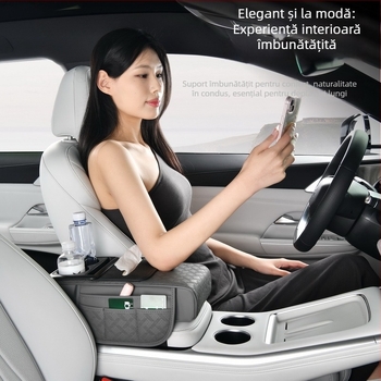 Padă din piele pentru cotiera auto, cu suport pentru șervețele de hârtie și pahare, Modelul 51, Compatibilitate generală, Greutate 500, Cod Rzh-51