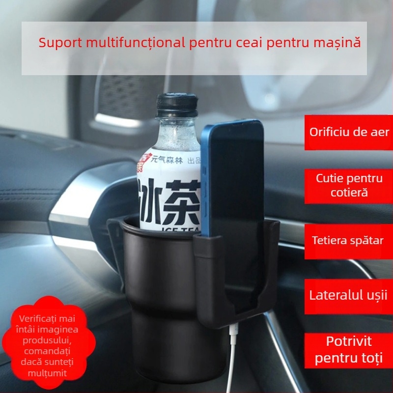 Extensor pentru suportul de pahare auto DM-142 — ABS, compatibil cu conducta de aer, suport de băuturi multifuncțional
