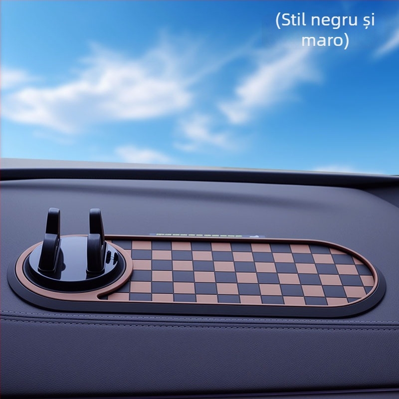 Covoraș PVC antiderapant 3-în-1 pentru bordul mașinii, suport telefon, consolă și navigație