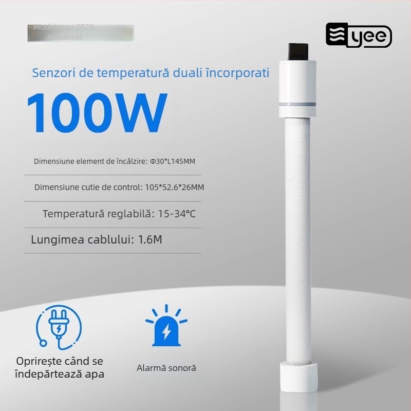 Sârmă de încălzire pentru acvariu din cuarț cu termostat – rezistentă la explozii, pentru bazine de broaște țestoase – 60W/100W/200W/300W/500W, Yee