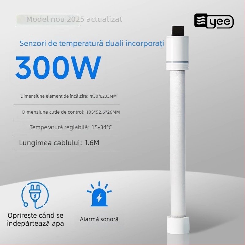 Sârmă de încălzire pentru acvariu din cuarț cu termostat – rezistentă la explozii, pentru bazine de broaște țestoase – 60W/100W/200W/300W/500W, Yee