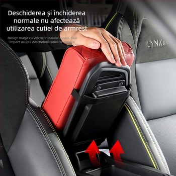 Cutie de braț auto universală cu spațiu de depozitare și suport pentru pahar — piele, fără personalizare, mărci private autorizate