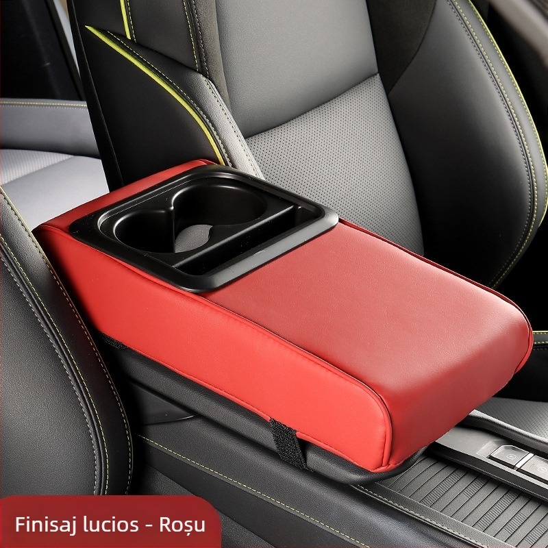 Cutie de braț auto universală cu spațiu de depozitare și suport pentru pahar — piele, fără personalizare, mărci private autorizate