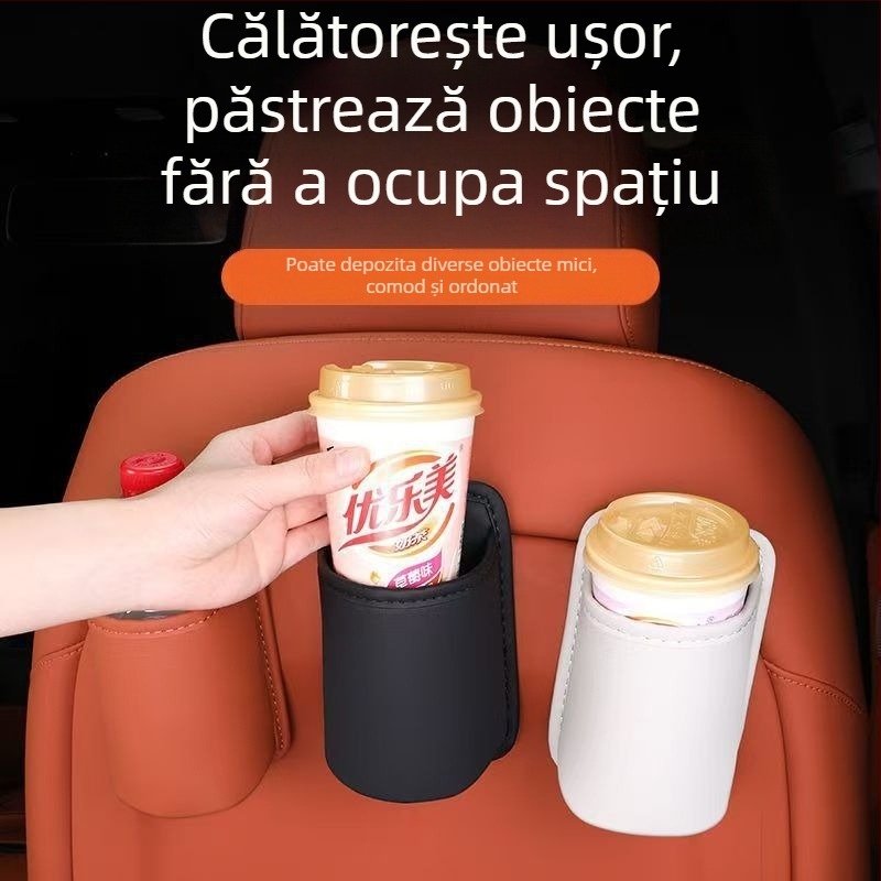 Suport din piele pentru pahare în mașină și spațiu de depozitare pentru spatele scaunului, pentru mânerul ușii — Brand Fadil, Model Storage Box, Articol Cup Holder