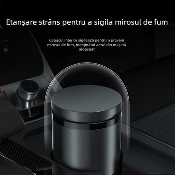 Scrumiere auto inteligentă cu capac și iluminare, metal, model YHG-1, gravură, personalizabilă, pentru utilizare în mașină și acasă