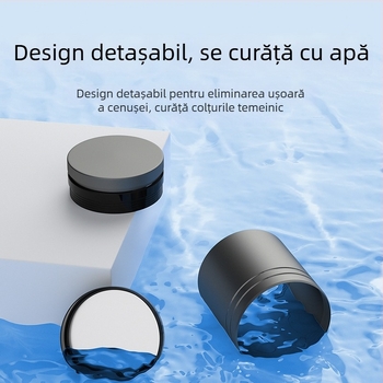 Scrumiere auto inteligentă cu capac și iluminare, metal, model YHG-1, gravură, personalizabilă, pentru utilizare în mașină și acasă