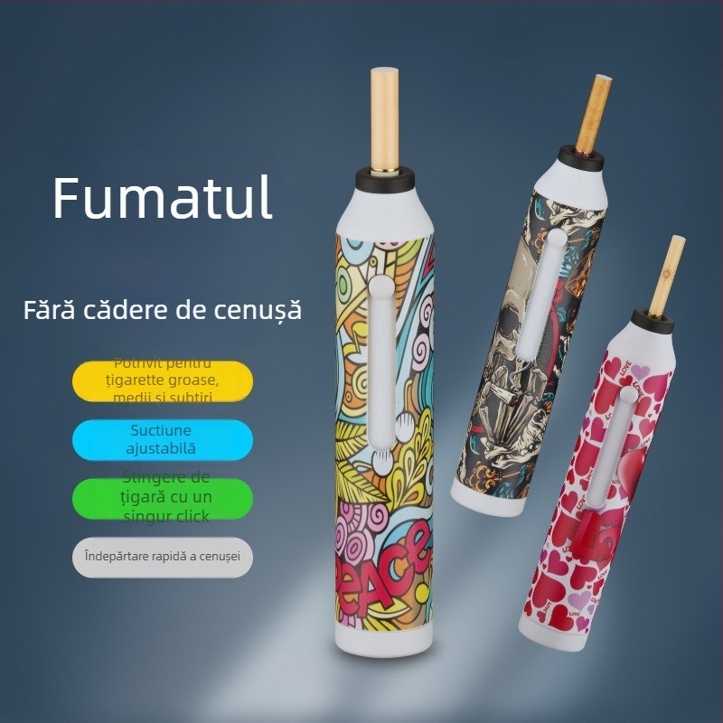 Set de țigări pentru mașină cu stingere la un singur buton, fără cenușă, model XC-YHG13, XCLPF, material: rășină, pentru interiorul mașinii, 60 g