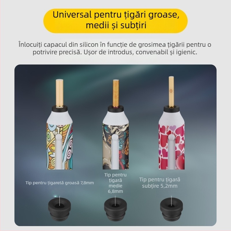 Set de țigări pentru mașină cu stingere la un singur buton, fără cenușă, model XC-YHG13, XCLPF, material: rășină, pentru interiorul mașinii, 60 g