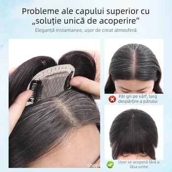 Fragment de perucă pentru vârful capului, din păr real uman, pentru femei, procesare mecanizată, model BF379