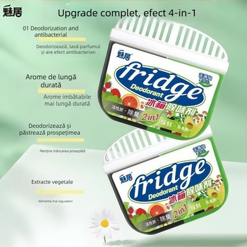 Deodorizant pentru frigider cu cărbune activ și polifenoli de ceai, 120 g, menține prospețimea și elimină mirosurile