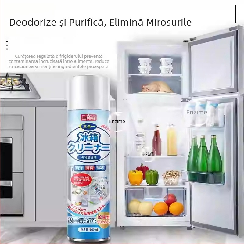Juqi Curățător pentru frigider Deodorizant (360ml, Arome de lămâie, Îndepărtarea mirosurilor cu extracte vegetale)