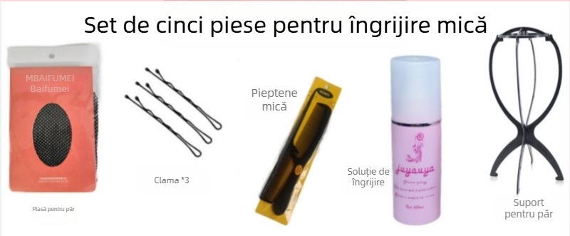 Baifumi Instrumente pentru Îngrijirea Peruciilor – Set de 5 piese cu Soluție de Îngrijire 100 ml, Moi și Netede