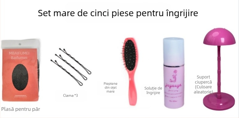 Baifumi Instrumente pentru Îngrijirea Peruciilor – Set de 5 piese cu Soluție de Îngrijire 100 ml, Moi și Netede