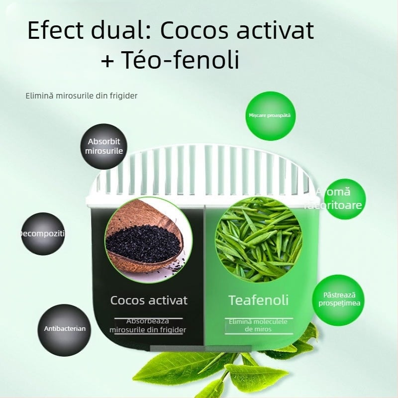 Aijia Youfang deodorant pentru frigider – absorbția mirosurilor, menținerea prospețimii, sterilizare; parfum de lămâie; 120 g; cărbune activ și ceai