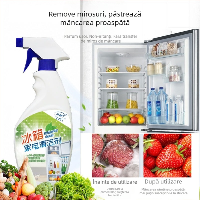 Curățător multifuncțional pentru frigider, cuptor și cuptor cu microunde – decontaminare profundă, îndepărtarea depunerilor de calciu, miros de lămâie, pachet de 24 sticle