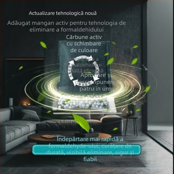 Sac de bambus cu cărbune activ pentru purificarea aerului din încăpere, eliminare formaldehidă și a mirosurilor, indicator vizual, 1 kg