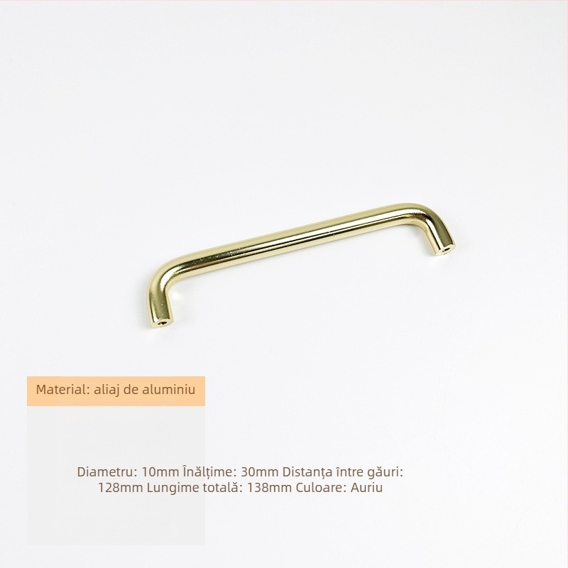 Mâner pentru sertar - aliaj de aluminiu, țeavă rotundă, finisaj anodizat, pentru garderobă, dulap, sertar și ușă - stil lux ușor