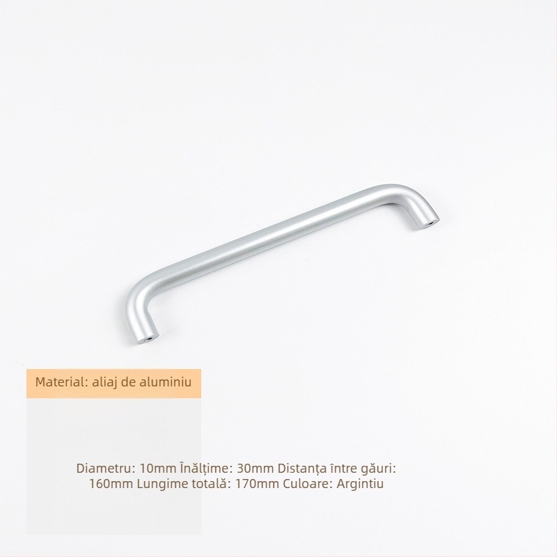 Mâner pentru sertar - aliaj de aluminiu, țeavă rotundă, finisaj anodizat, pentru garderobă, dulap, sertar și ușă - stil lux ușor