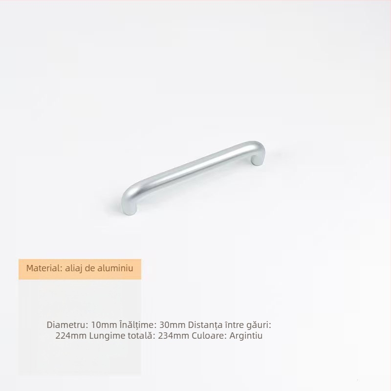 Mâner pentru sertar - aliaj de aluminiu, țeavă rotundă, finisaj anodizat, pentru garderobă, dulap, sertar și ușă - stil lux ușor