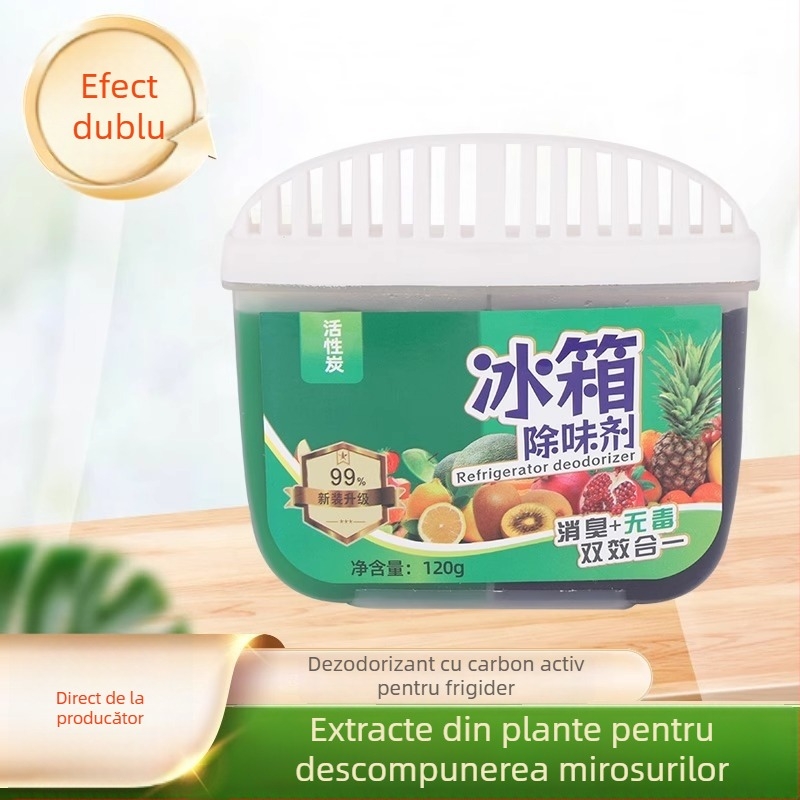 Deodorizant pentru frigider cu cărbune activ și polifenoli de ceai – elimină mirosurile, menține prospețimea; cutie cu 60 de bucăți; conținut net 120 g