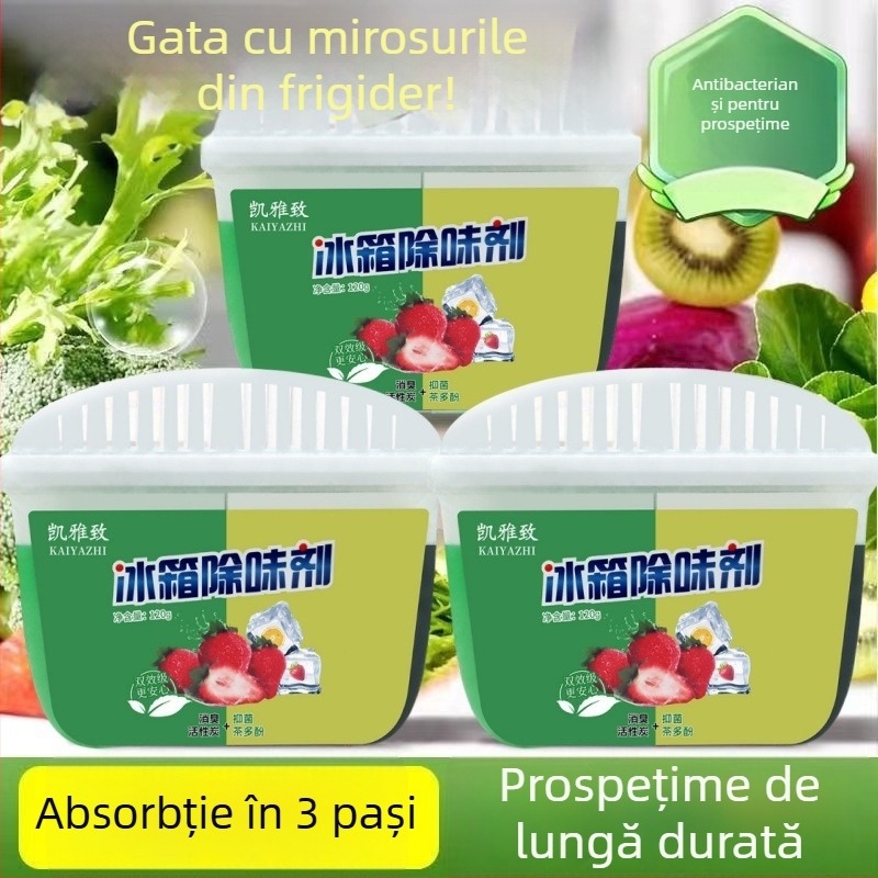 Deodorant frigider – Multifuncțional, Tea polyphenols + activated carbon, 120 g, Guangdong origine, Kaiazhi