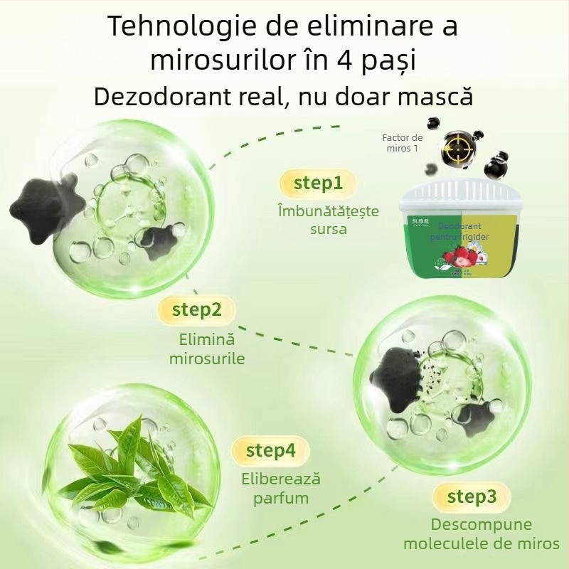 Deodorant frigider – Multifuncțional, Tea polyphenols + activated carbon, 120 g, Guangdong origine, Kaiazhi