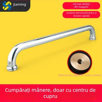 Maner pentru ușă de duș din sticlă, oțel inoxidabil 304, distanță între găuri 440 mm, finisaj fin lustruit, stil modern minimalist