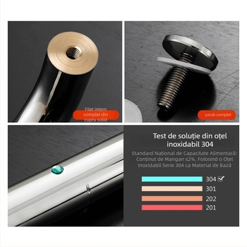 Maner pentru ușă de duș din sticlă, oțel inoxidabil 304, distanță între găuri 440 mm, finisaj fin lustruit, stil modern minimalist