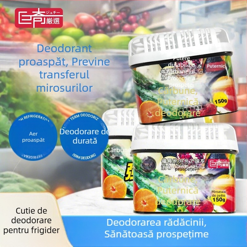 Deodorizant pentru frigider cu carbon activ – anti-mucegai și antibacterian, 150 g, Juqi