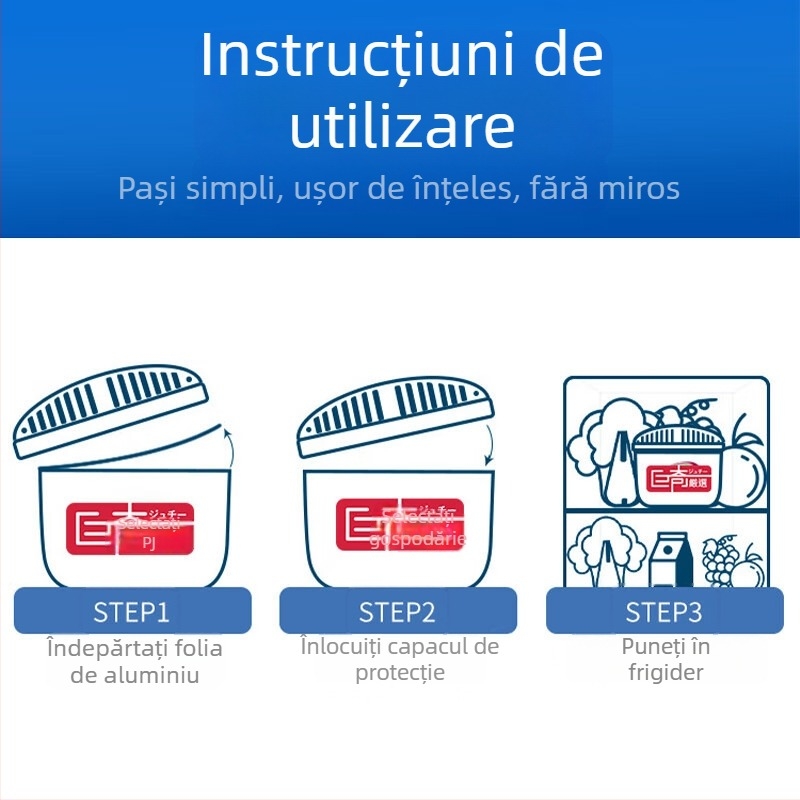 Deodorizant pentru frigider cu carbon activ – anti-mucegai și antibacterian, 150 g, Juqi