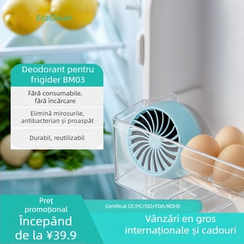 Eraclean BM03 Deodorant pentru frigider și dispozitiv de conservare a prospețimii cu cărbune activ, acoperire 10 m², zgomot sub 36 dB, pentru frigider, garderobă și încălțăminte
