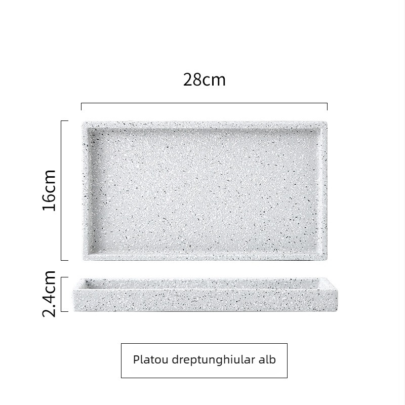 Tavă de baie din porțelan pentru accesorii de baie și prosoape – formă neregulată, stil modern minimalist, compatibil cu cuptorul cu microunde