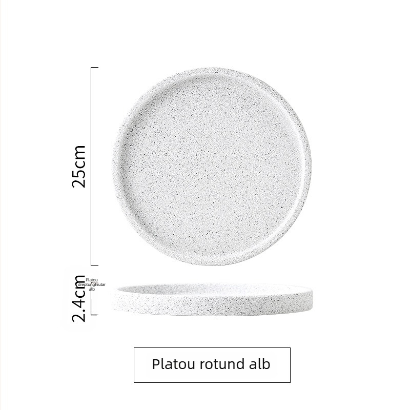 Tavă de baie din porțelan pentru accesorii de baie și prosoape – formă neregulată, stil modern minimalist, compatibil cu cuptorul cu microunde