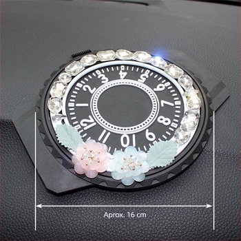 Ornament decorativ auto cu covoraș anti-alunecare, PU, camelia cu diamante, personalizabil, brand Purple Yuchen Lan