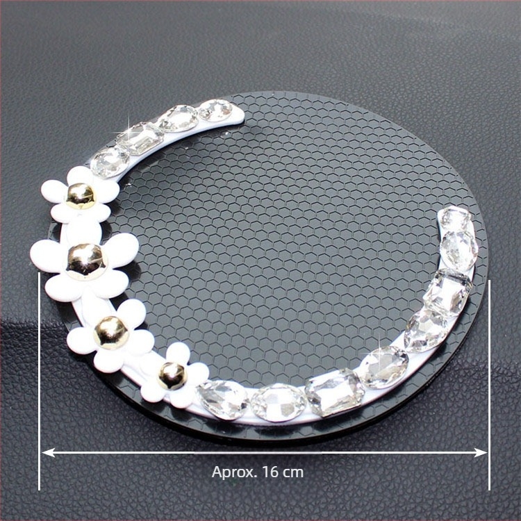 Ornament decorativ auto cu covoraș anti-alunecare, PU, camelia cu diamante, personalizabil, brand Purple Yuchen Lan