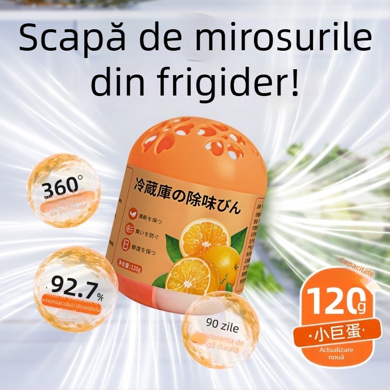Cutie deodorant frigider, formă ou, 120 g, parfum portocală proaspătă, pachet de 132 bucăți