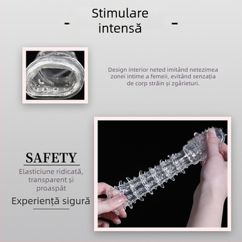 Manșon pentru penis cu textura țepoasă și potrivire strânsă — material: lipire moale, Wolf Totem, jucărie pentru adulți, fără lubrifiant