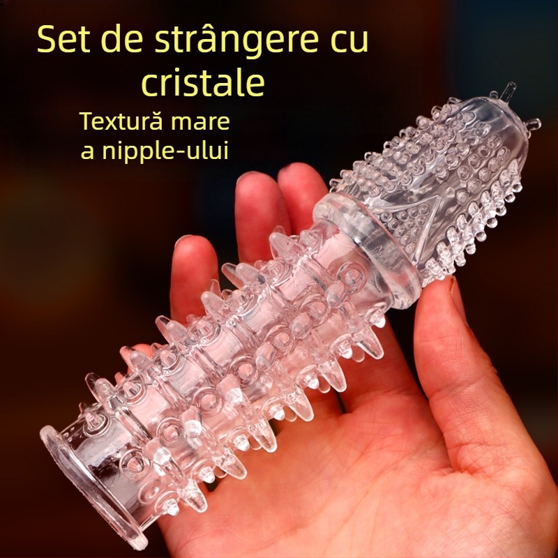 Manșon pentru penis cu textura țepoasă și potrivire strânsă — material: lipire moale, Wolf Totem, jucărie pentru adulți, fără lubrifiant