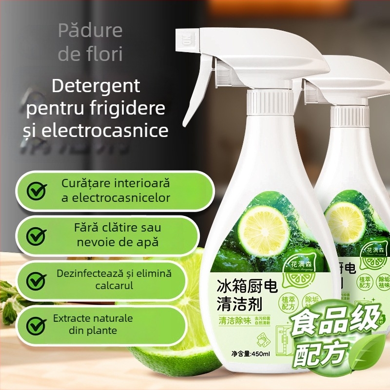 Curățitor multifuncțional pentru frigidere și electrocasnice de bucătărie – antibacterian, dezinfectare profundă, elimină mirosurile, elimină depunerile de calcar, elimină petele de ulei, 450ml