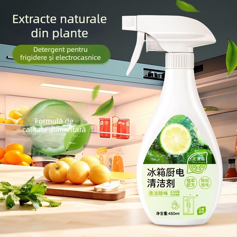 Curățitor multifuncțional pentru frigidere și electrocasnice de bucătărie – antibacterian, dezinfectare profundă, elimină mirosurile, elimină depunerile de calcar, elimină petele de ulei, 450ml