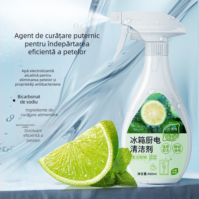 Curățitor multifuncțional pentru frigidere și electrocasnice de bucătărie – antibacterian, dezinfectare profundă, elimină mirosurile, elimină depunerile de calcar, elimină petele de ulei, 450ml