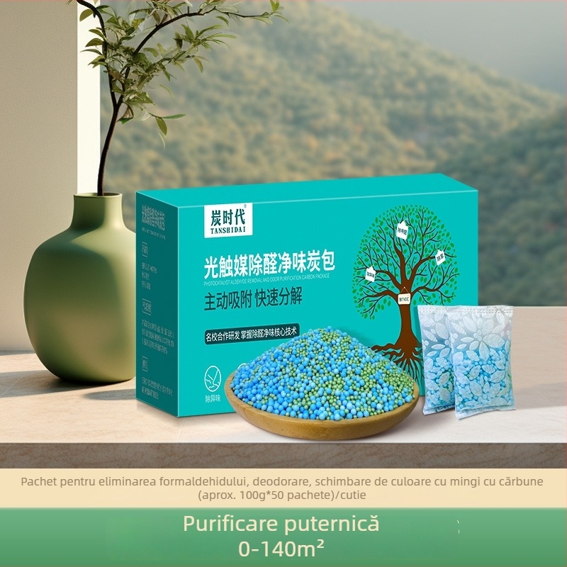 Geantă din cărbune de bambus pentru eliminarea formaldehidelor – fotokatalizator activat cu cărbune, fără parfum, pentru încăperi