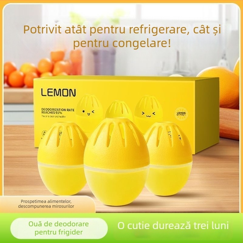 Deodorizant pentru frigider cu aromă portocalie, 32 g, cutie 4 bucăți, model Chuanliu