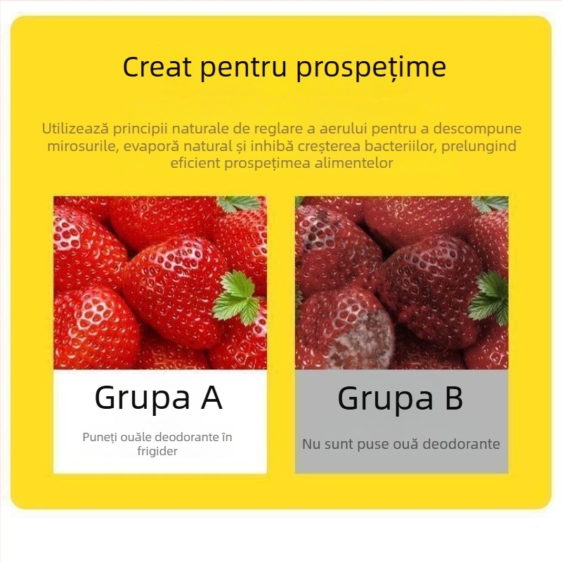 Deodorizant pentru frigider cu aromă portocalie, 32 g, cutie 4 bucăți, model Chuanliu