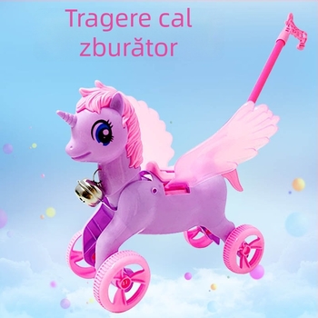 Cal zburător manual pentru copii — walker interactiv, din plastic, 4-6 ani