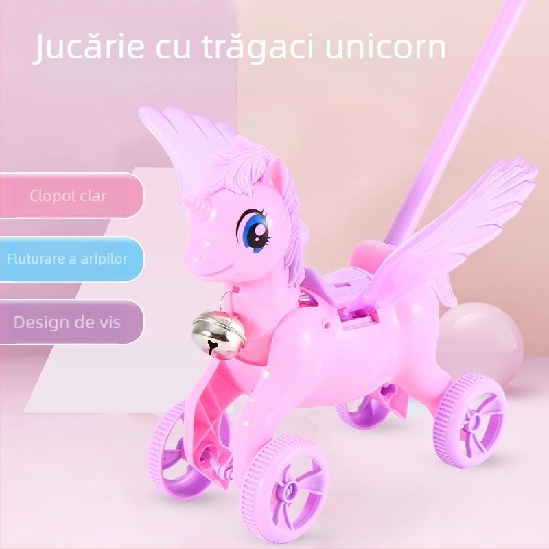 Cal zburător manual pentru copii — walker interactiv, din plastic, 4-6 ani