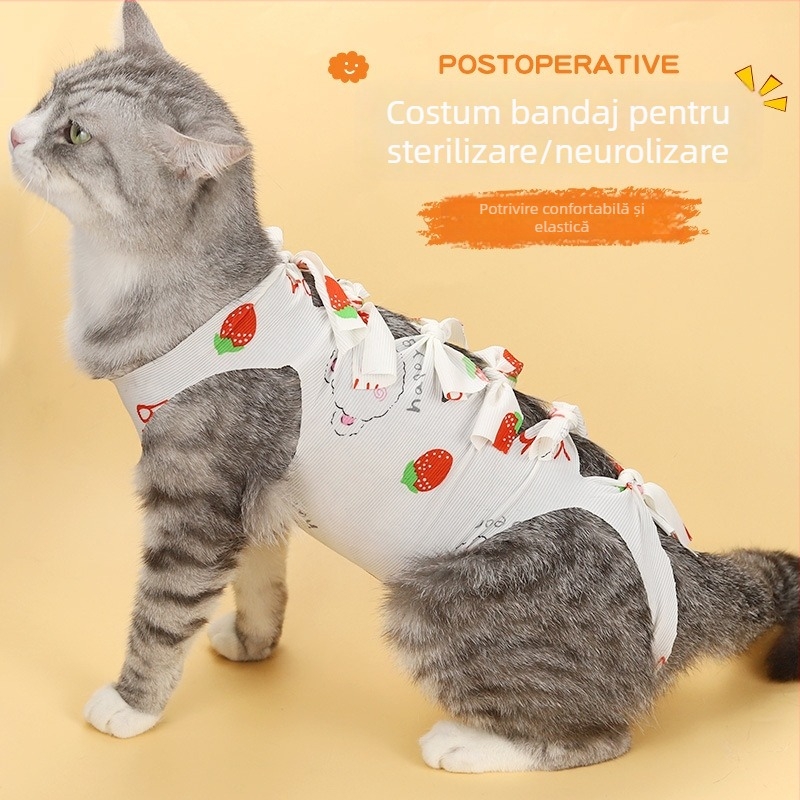 Hartley îmbrăcăminte unisex din poliester pentru pisici după sterilizare (postoperator, stil lejer)