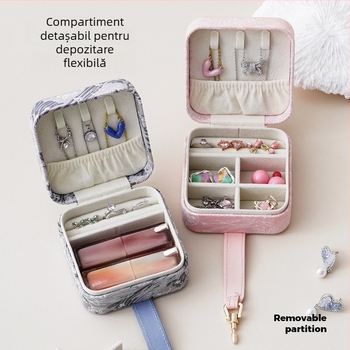 SP01328 Cutie de bijuterii din piele, broderie vintage, finisaj moale